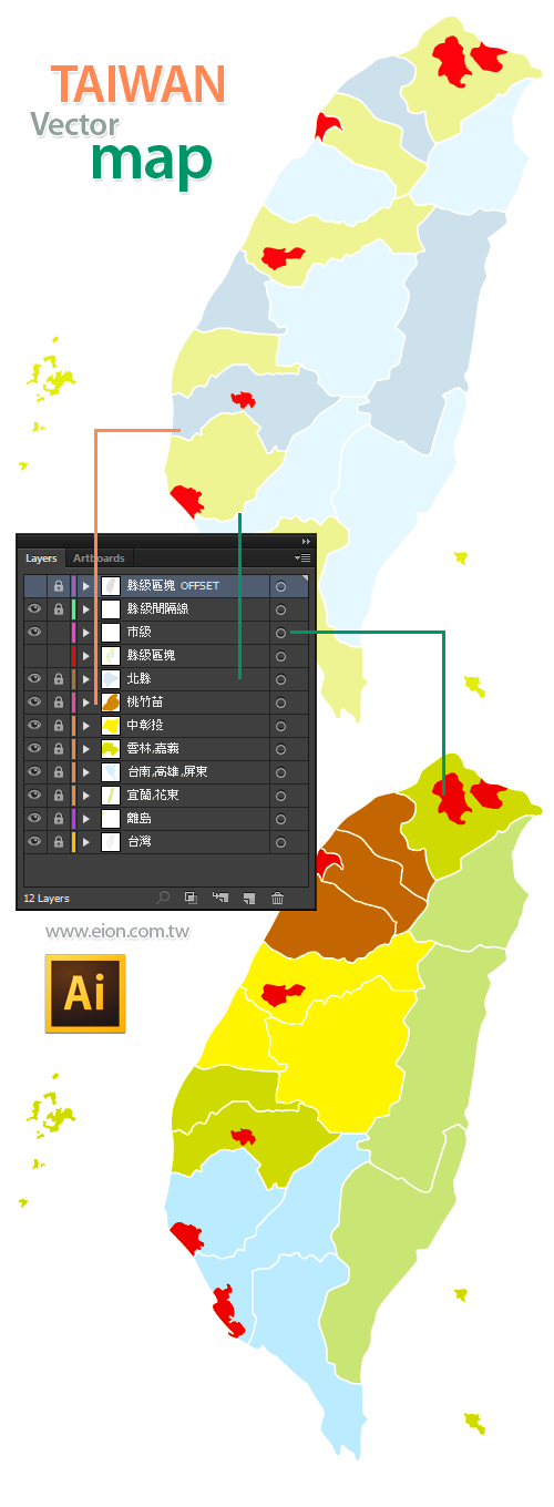 向量台湾地图